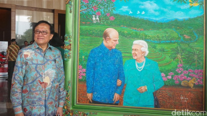 Lukisan Batik Ratu Elizabeth II dan Pangeran Philip, Dipo Alam, Batik, Pemandangan Bali